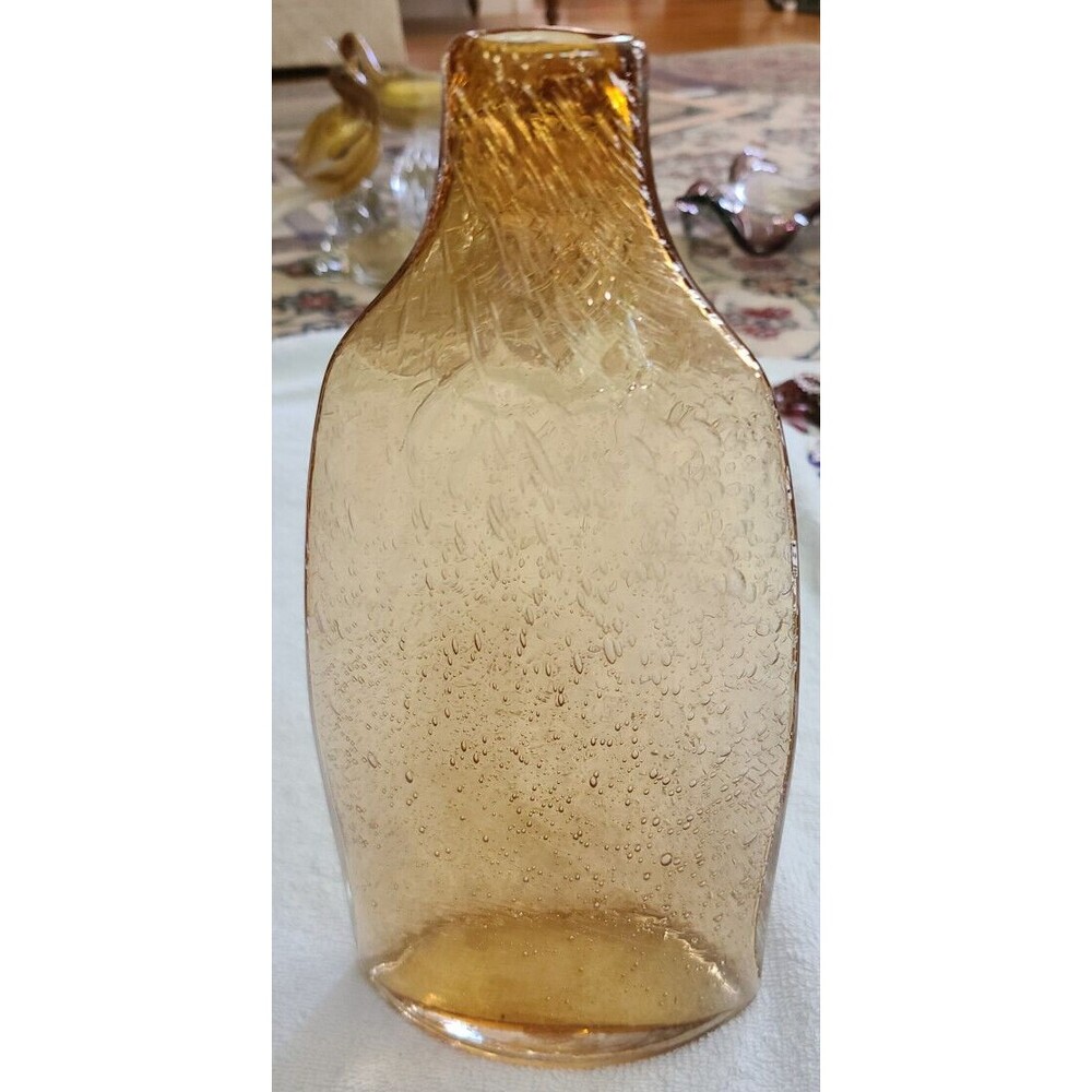 Amici Glass Amber Gold Bubble Vase - Made in Italy Quality Decorative Piece